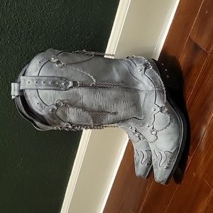 Rockin County 8 1/2M dusty blue cowboy boots